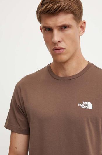 Tričko The North Face S/S Simple Dome Tee pánske, hnedá farba, s potlačou, NF0A87NG1OI1