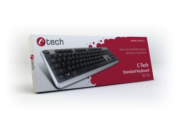 Klávesnice C-TECH KB-102 USB slim silver, CZ/SK