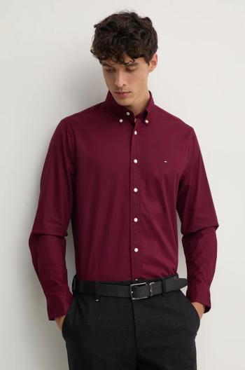 Bavlnená košeľa Tommy Hilfiger pánska, bordová farba, regular, s golierom button-down, MW0MW30934