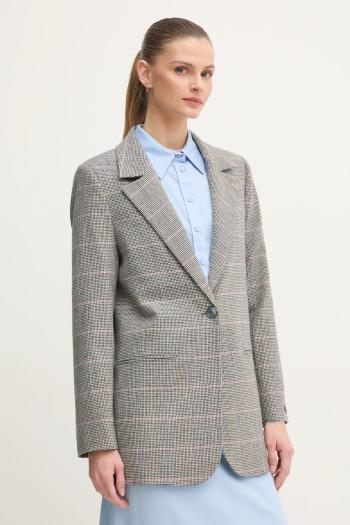 Vlnené sako Pepe Jeans FLAVIA šedá farba, jednoradová, vzorovaná, PL402503