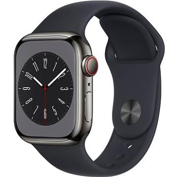 Apple Watch Series 8 41mm Cellular Grafitový nerez s temně inkoustovým sportovním řemínkem (MNJJ3CS/A)