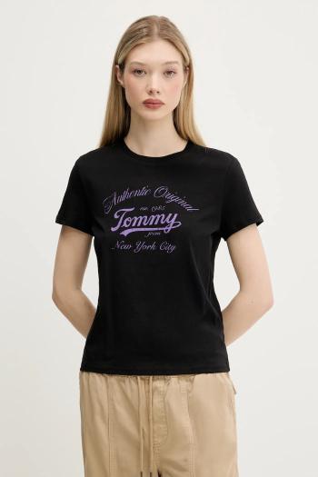 Tričko Tommy Jeans dámske, čierna farba, DW0DW21404