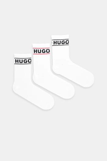 Ponožky HUGO 3-pak dámske, biela farba, 50517669