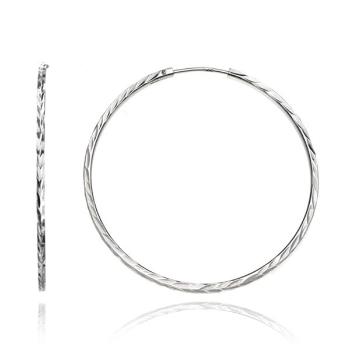 Okrúhle náušnice zo striebra 925 - hranatá línia s lístkami, 40 mm