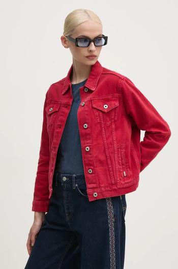 Rifľová bunda Pepe Jeans REGULAR JACKET dámska, červená farba, prechodná, PL402432YH3