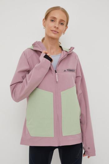 Turistická bunda adidas TERREX ružová farba