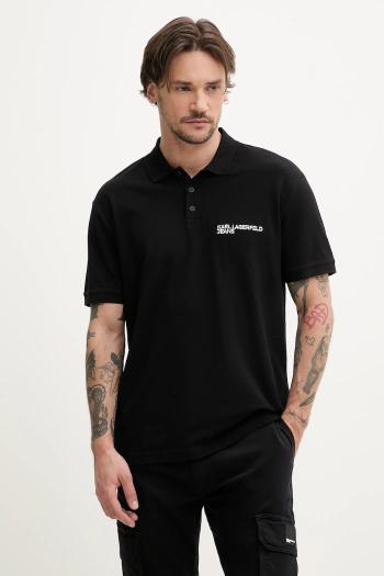 Bavlnené polo tričko Karl Lagerfeld Jeans pánske, čierna farba, jednofarebné, A2M17094
