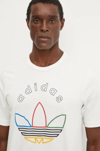 Tričko adidas Originals pánske, béžová farba, s potlačou, IW3237