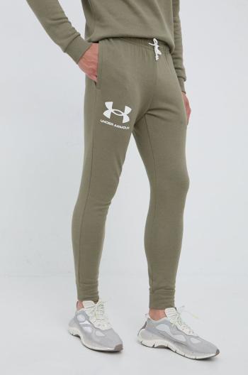 Nohavice Under Armour 1361642-001, pánske, zelená farba, jednofarebné