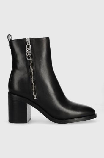 Kožené členkové topánky Michael Kors Regan dámske, čierna farba, na podpätku, 40F3RGME7L