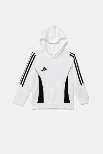 Detská mikina adidas Performance biela farba, s kapucňou, s nášivkou, IR7506