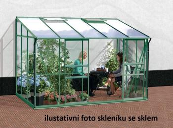 Skleník k stene VITAVIA IDA 6500 polykarbonát zelený Dekorhome Polykarbonát 4 mm