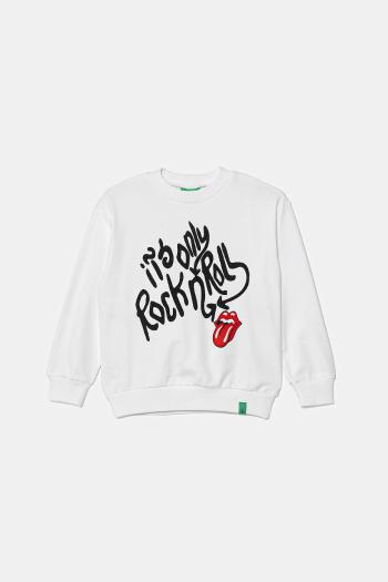 Detská bavlnená mikina United Colors of Benetton biela farba, s potlačou, 3UNIC10NU