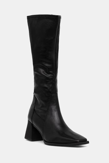 Kožené čižmy Vagabond Shoemakers HEDDA NARROW SHAFT čierna farba, na podpätku, 5602-902-20