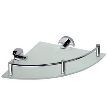 SAPHO X-ROUND E sklenená polička rohová s hrazdou 250 × 70 × 250 mm, chróm (XR605)