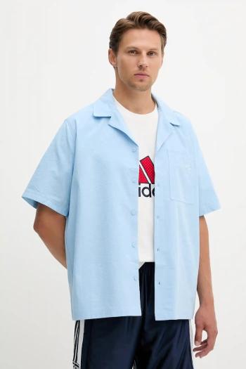 Bavlnená košeľa adidas Originals Essentials Seersucker Short Sleeve Shirt voľný strih, s klasickým golierom, JD2457