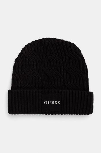 Čiapka s prímesou vlny Guess CABLE BEANIE čierna farba, z hrubej pleteniny, M4BZ10.Z3HD1