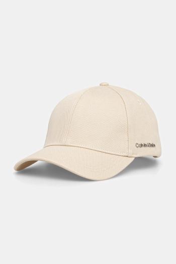Bavlnená šiltovka Calvin Klein béžová farba, jednofarebná, K60K612910