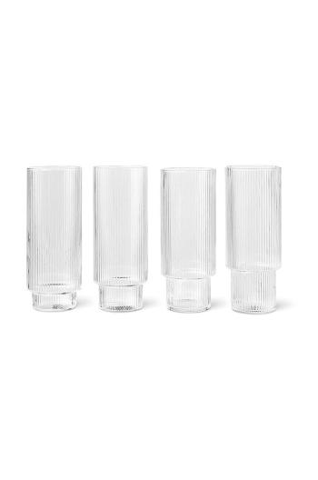 Sada pohárov na nápoje ferm LIVING Ripple Long Drink Glasses 4-pak