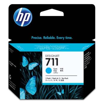 HP originál ink CZ134A, HP 711, cyan, 3x29ml, 3ks, HP DesignJet T120, T520, azurová