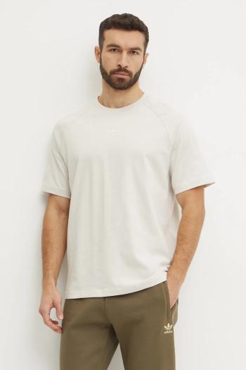 Bavlnené tričko adidas Originals Essential pánske, béžová farba, jednofarebné, JD3277