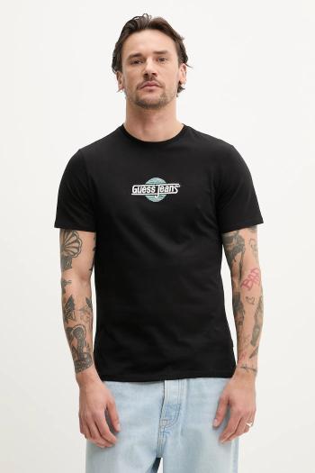 Bavlnené tričko Guess Jeans pánske, čierna farba, s nášivkou, M5GI23 K8HM0