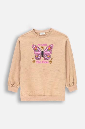 Detské tričko s dlhým rukávom Coccodrillo béžová farba, MYSTIC NATURE GIRL KIDS