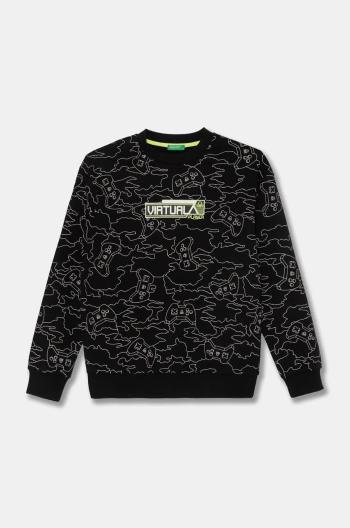 Detská mikina United Colors of Benetton čierna farba, vzorovaná, 3GHMC10M5