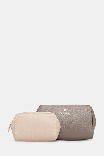 Kožená kozmetická taška Furla 2-pak béžová farba, WE00453.ARE000.3782S