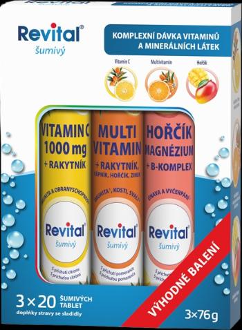 REVITAL Vitamín C + multivitamín + horčík 3 x 20 šumivých tabliet