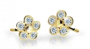 Cutie Jewellery Detské kvietkové náušnice zo žltého zlata C2744-30-X-1 biela