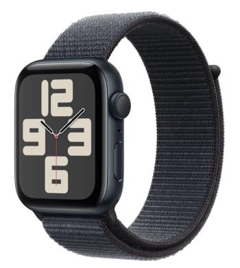 APPLE Watch SE (2024) 44mm Temne atramentový hliník s atramentovo fialovým prevliekacím remienkom