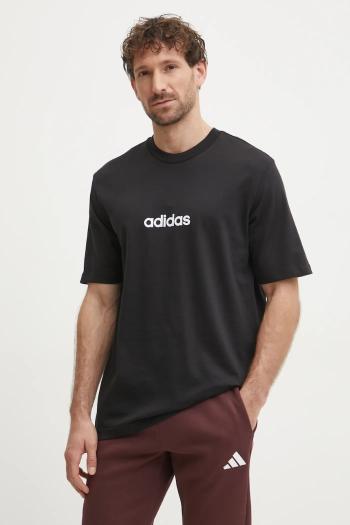 Bavlnené tričko adidas Essentials Linear pánske, čierna farba, s potlačou, JE8993