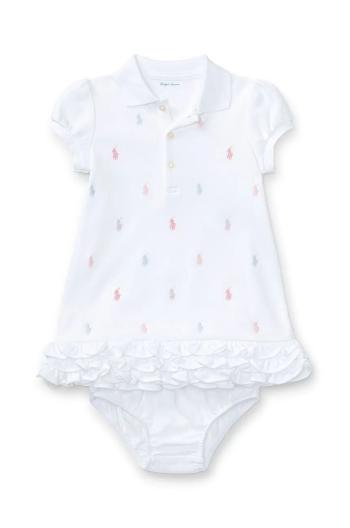 Bavlnené detské šaty Polo Ralph Lauren biela farba, mini, áčkový strih, 310676237002