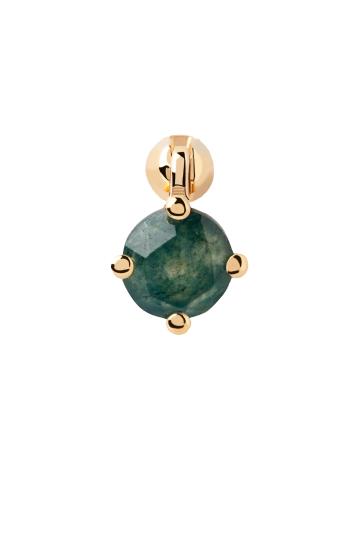 PDPAOLA Elegantná pozlátená single náušnica KIMI MOSS AGATE Gold PG01-711-U