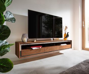 TV stolík Stonegrace 175 cm Akácia hnedá kamenná dyha 3 zásuvky 1