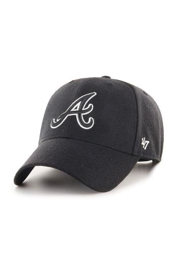 Čiapka 47 brand MLB Atlanta Braves čierna farba, s nášivkou, B-MVPSP01WBP-BK