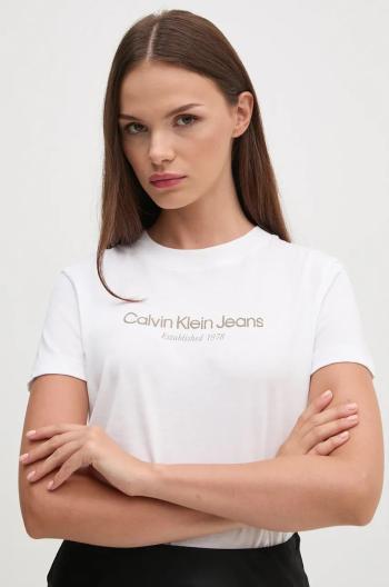 Bavlnené tričko Calvin Klein Jeans dámske, biela farba, J20J224914