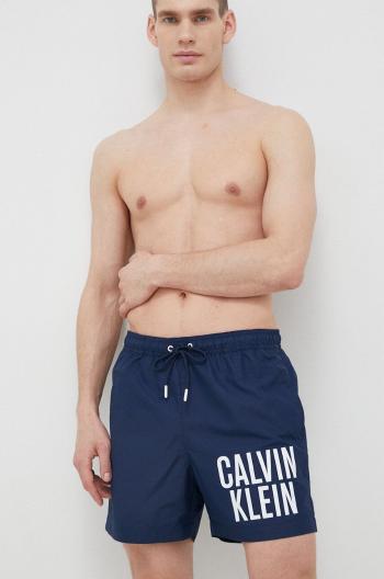 Plavkové šortky Calvin Klein tmavomodrá farba