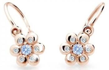 Cutie Jewellery Kytičkové detské náušnice z ružového zlata C2247-10-X-4 svetlo modrá