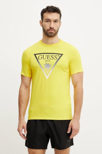 Tričko Guess pánske, žltá farba, s potlačou, F5GI00 J1314