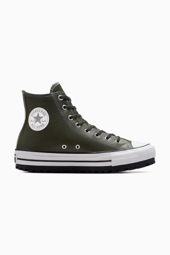 Kožené tenisky Converse Chuck Taylor All Star City Trek pánske, zelená farba, A09489C
