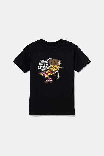 Detské bavlnené tričko Vans Pizza Me čierna farba, s potlačou, VN000MMMBLK1