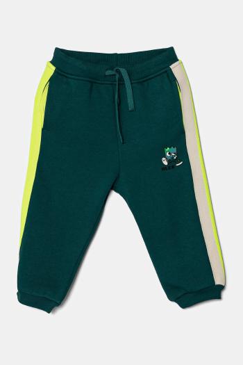 Detské tepláky United Colors of Benetton zelená farba, vzorované, 3J73GF04G