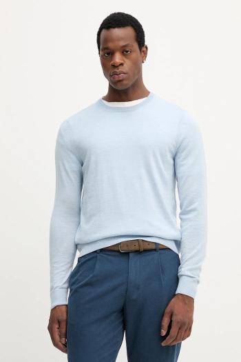 Vlnený sveter Tommy Hilfiger modrá farba, ľahký, MW0MW39775