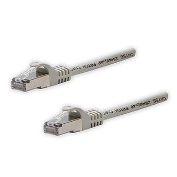 Síťový LAN kábel FTP patchcord, Cat.5e, RJ45 samec - RJ45 samec, 5 m, tienený, sivý, čistá meď, economy