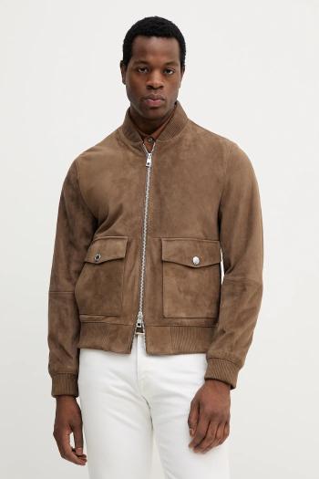 Semišová bunda bomber Michael Kors béžová farba, prechodná, CT5801E4R4