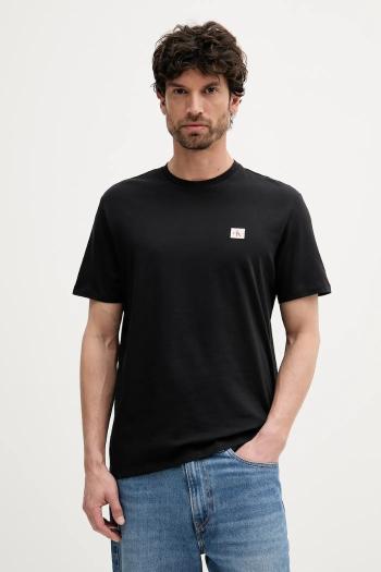 Bavlnené tričko Calvin Klein Jeans pánske, čierna farba, s nášivkou, LV04RC272G