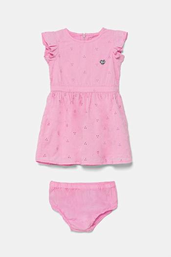 Detské bavlnené šaty Guess ružová farba, mini, áčkový strih, A5GK04 WH710