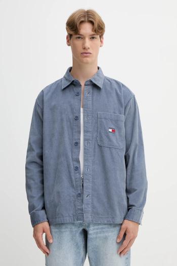 Bavlnená košeľa Tommy Jeans modrá farba, regular, s klasickým golierom, DM0DM21698